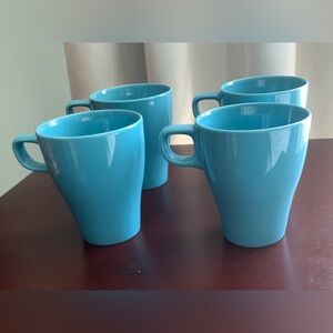 FOUR (4) Ikea Mugs FÄRGRIK Mug, turquoise, blue, coffee, tea, latte, 8.5 oz